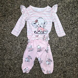 0 - 3M Adorable Pink Elephant Babygirl Set